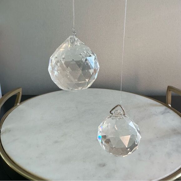 Feng Shui Faceted Crystal Ball Rainbow Prism Hanging Sun Catcher 2” Spheres Set - Picture 12 of 15